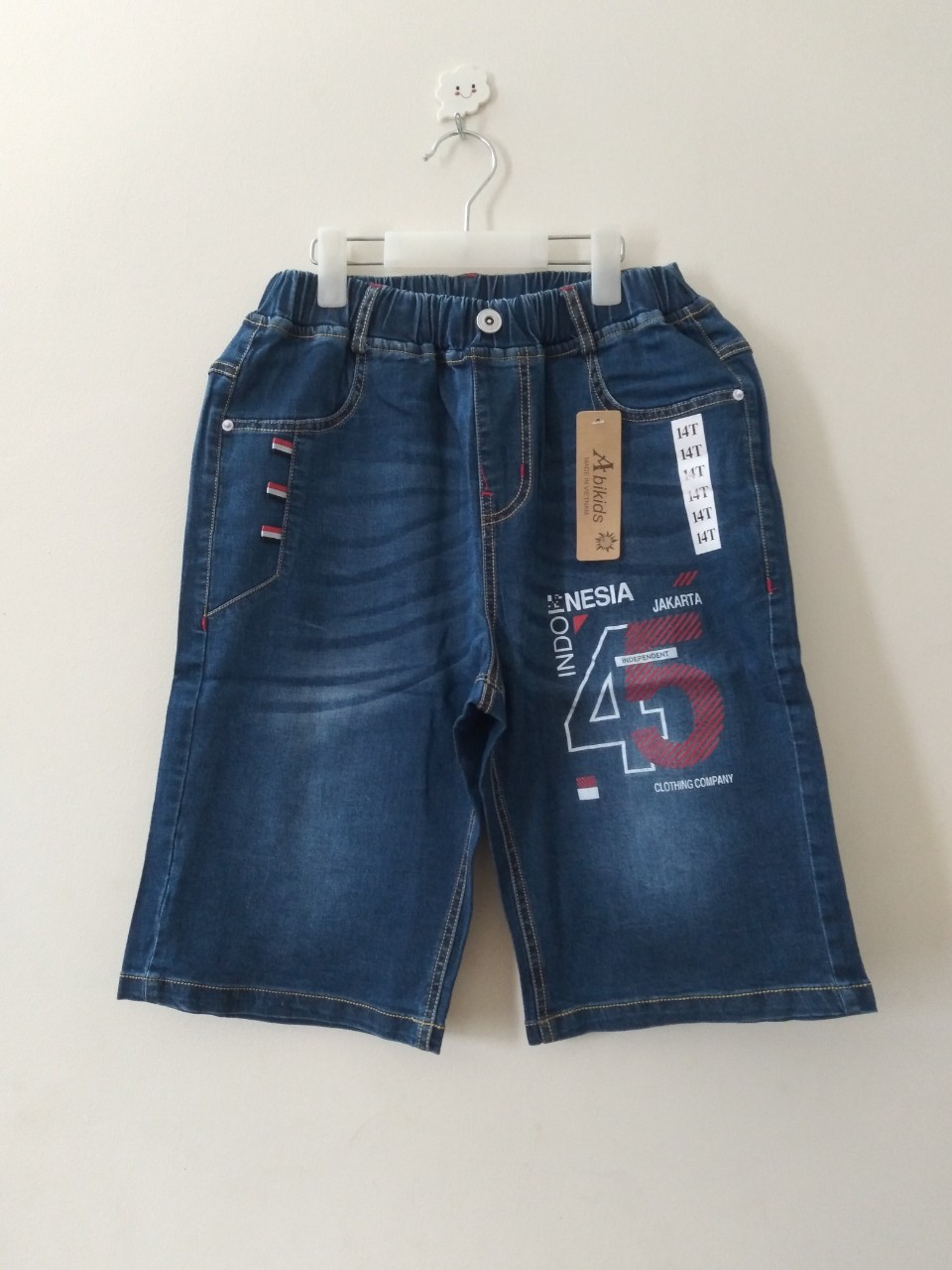 Quần sooc lửng jeans size siêu đại cho bé trai 35-55kg