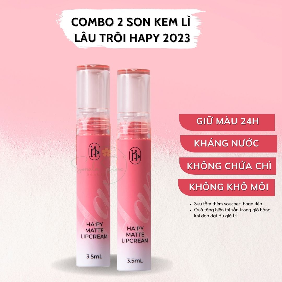 Son kem lì kháng nước cao cấp HAPY MINIGARDEN 3.5ml son siêu lì lâu trôi giữ màu 24h kháng nước ăn uống không lem không trôi không dính khẩu trang thành phần an toàn không chứa chì bầu học sinh đều dùng được