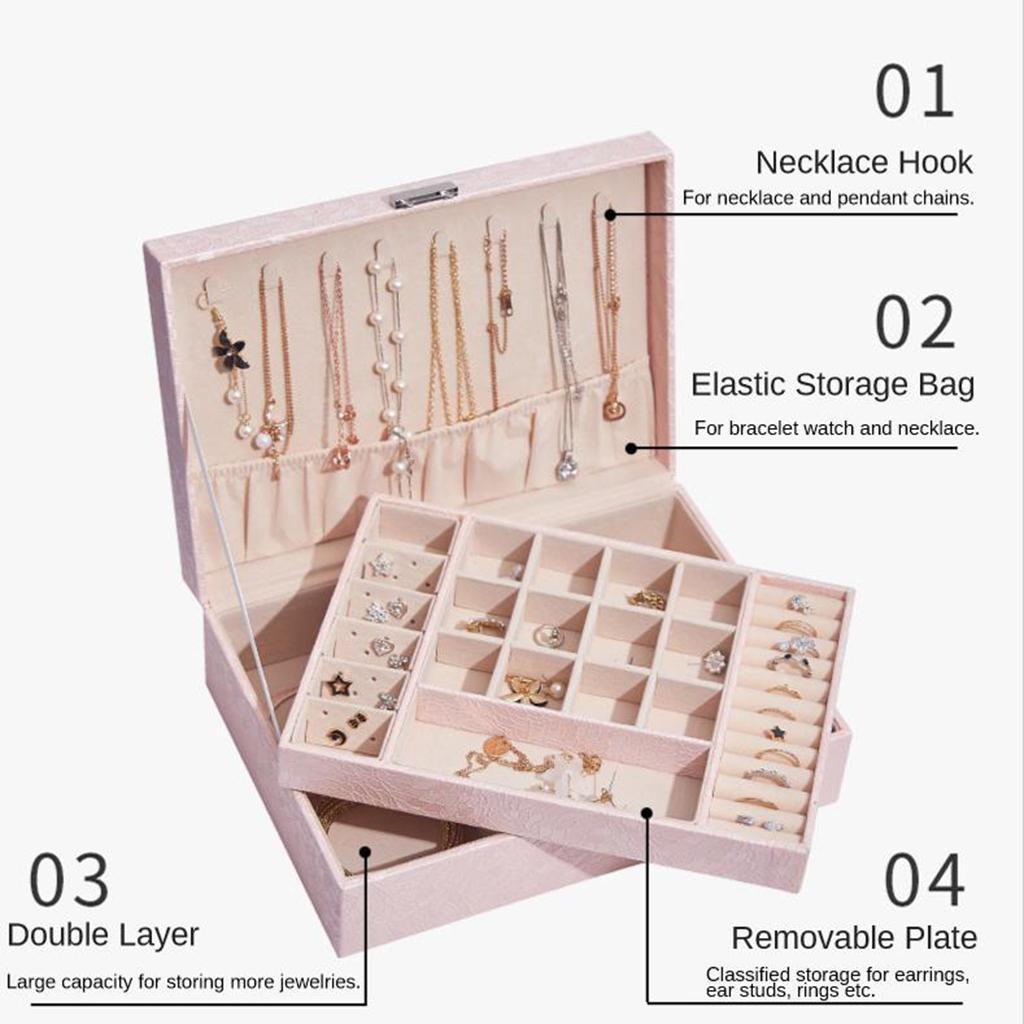 Jewelry box for earrings bracelet and necklaces White