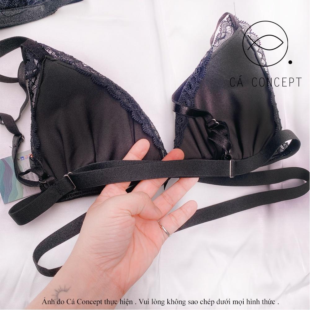 Set Bra đen dây sexy CÁ CONCEPT đồ lót thiết kế bra có mút không gọng đủ size
