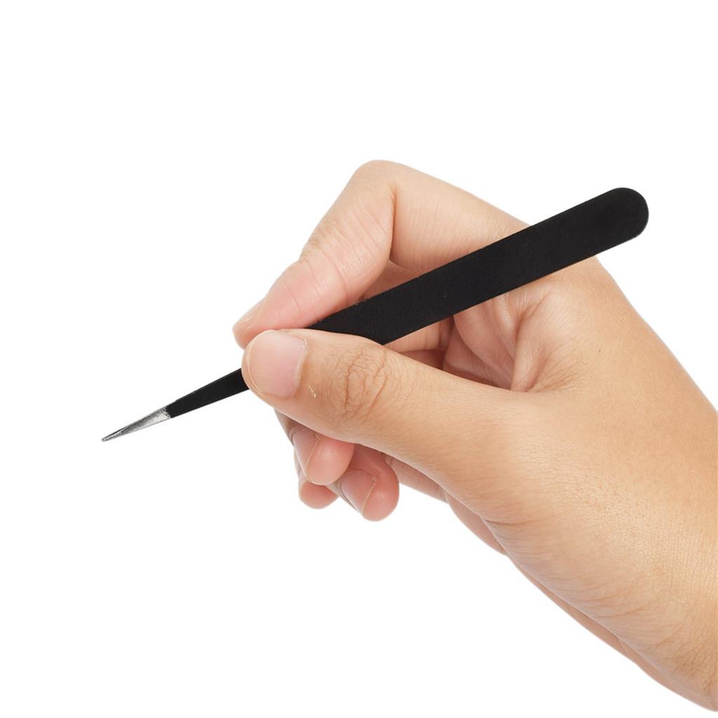 5pcs Curved / Straight Fine Point Tweezers Set Eyelash Extension Stainless Steel Cosmetics