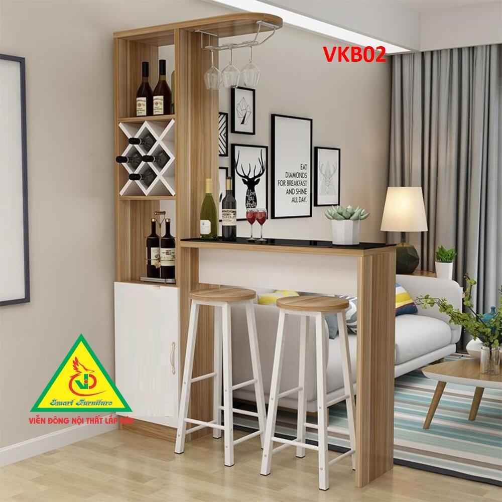 Quầy bar, quầy bar mini ,quầy bar nhà bếp kết hợp tủ rượu VKB02 - Nội thất lắp ráp Viendong Adv