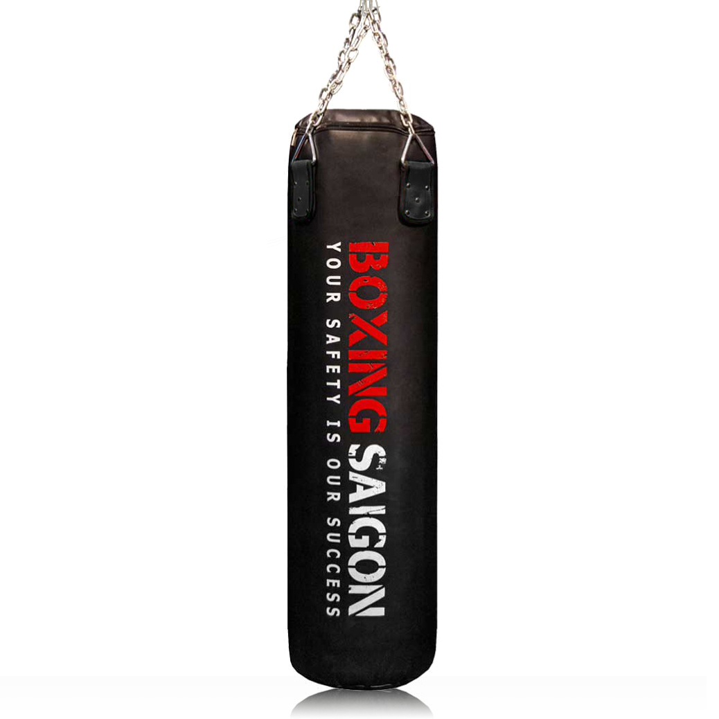 Bao cát boxing dây xích 1m2 Boxing Saigon đen - Tặng móc treo bao