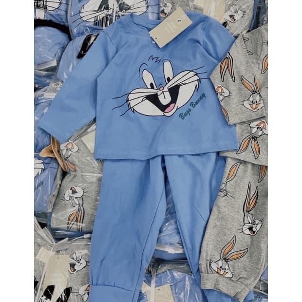 Set bộ thỏ xuất dư bé trai bé gái, bộ dài tay cotton thu đông trẻ em thấm hút mồ hôi tốt