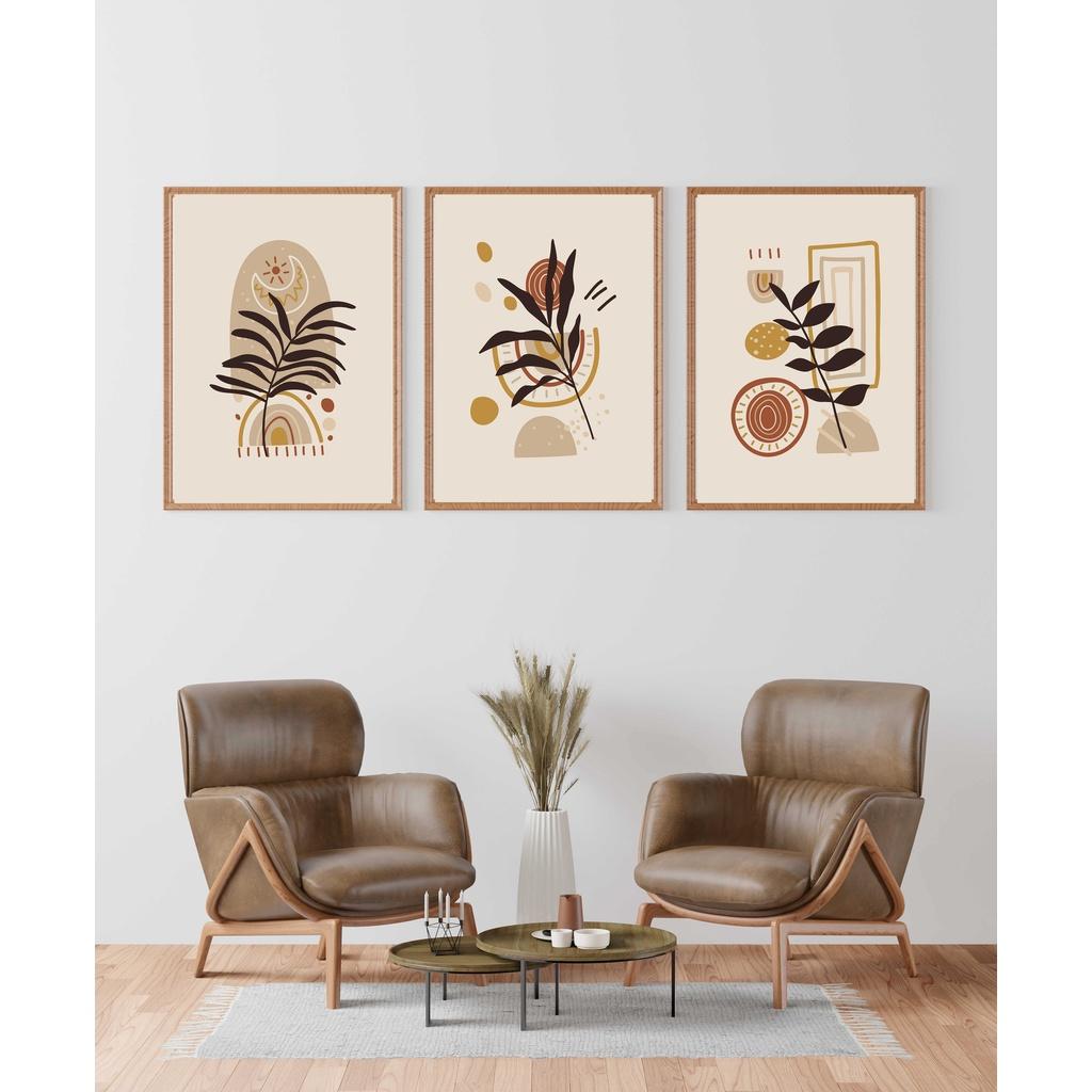 TỔNG HỢP SET 3 TRANH Boho Art Vintage Decor phòng ngủ phòng khách 20x30cm KHUNG VIỀN ĐEN - Jimmycanvas