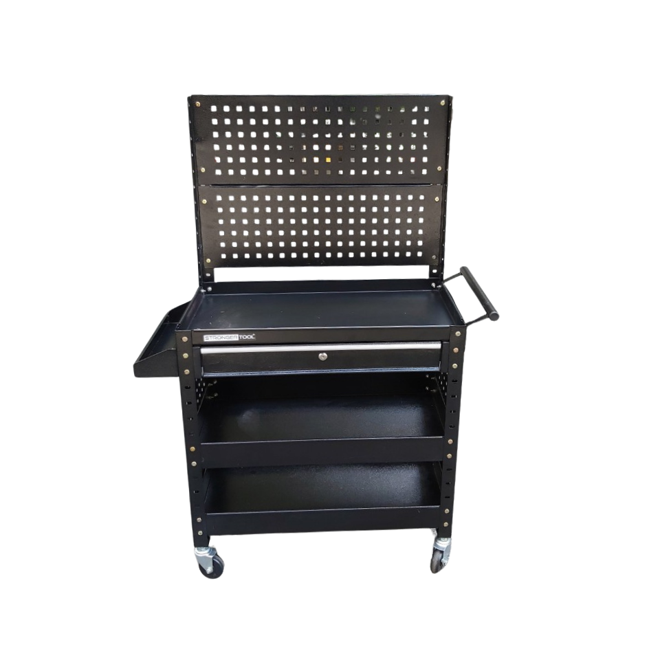 Xe đẩy dụng cụ 3 khay 1 ngăn kéo 2 tấm hông có tấm treo Stronger Tool