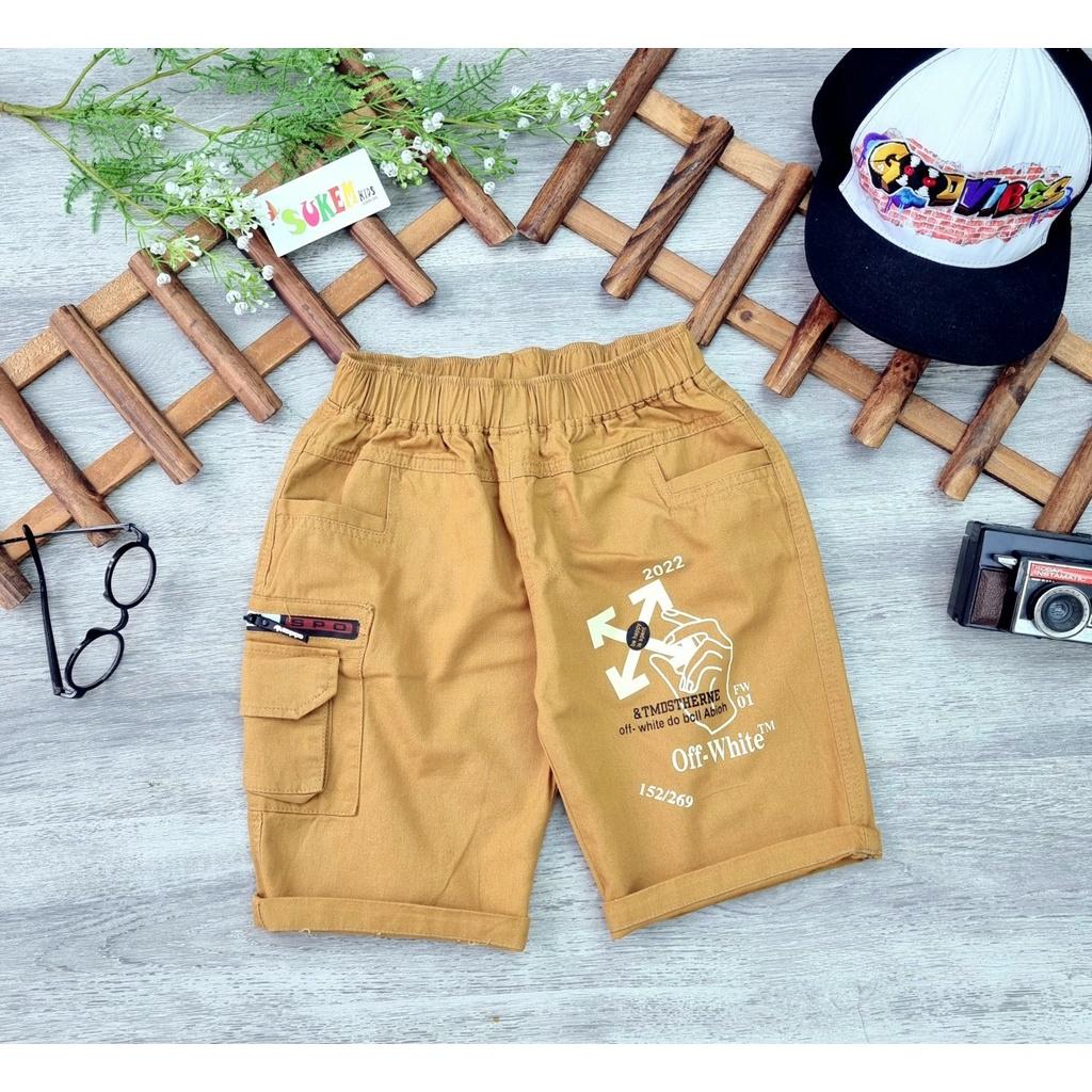 Quần đùi túi hộp cho bé trai phối đồ đẹp đi chơi đi học size 25-40kg chất kaki mềm co giãn thoải mái