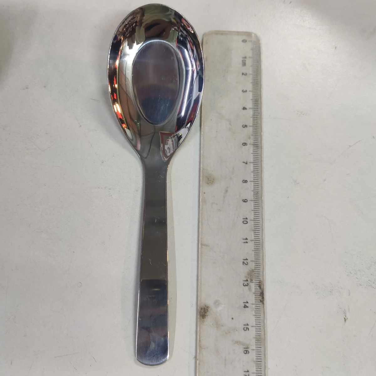 Thìa phở inox cao cấp SHR S60613 dài 16.5x4.6cm đáy phẳng - Combo 5 chiếc