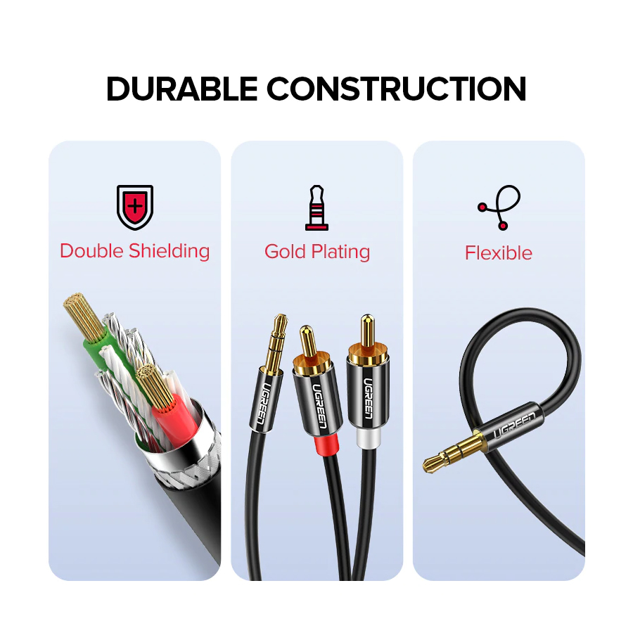 Cáp Audio 3.5mm to AV 2 đầu hoa sen dài 3M Ugreen 10590 vỏ nhôm - Hàng chính hãng