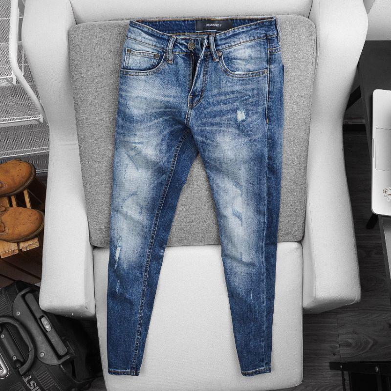Quần jean nam mài rách VNXK slimfit ôm dáng siêu xịn