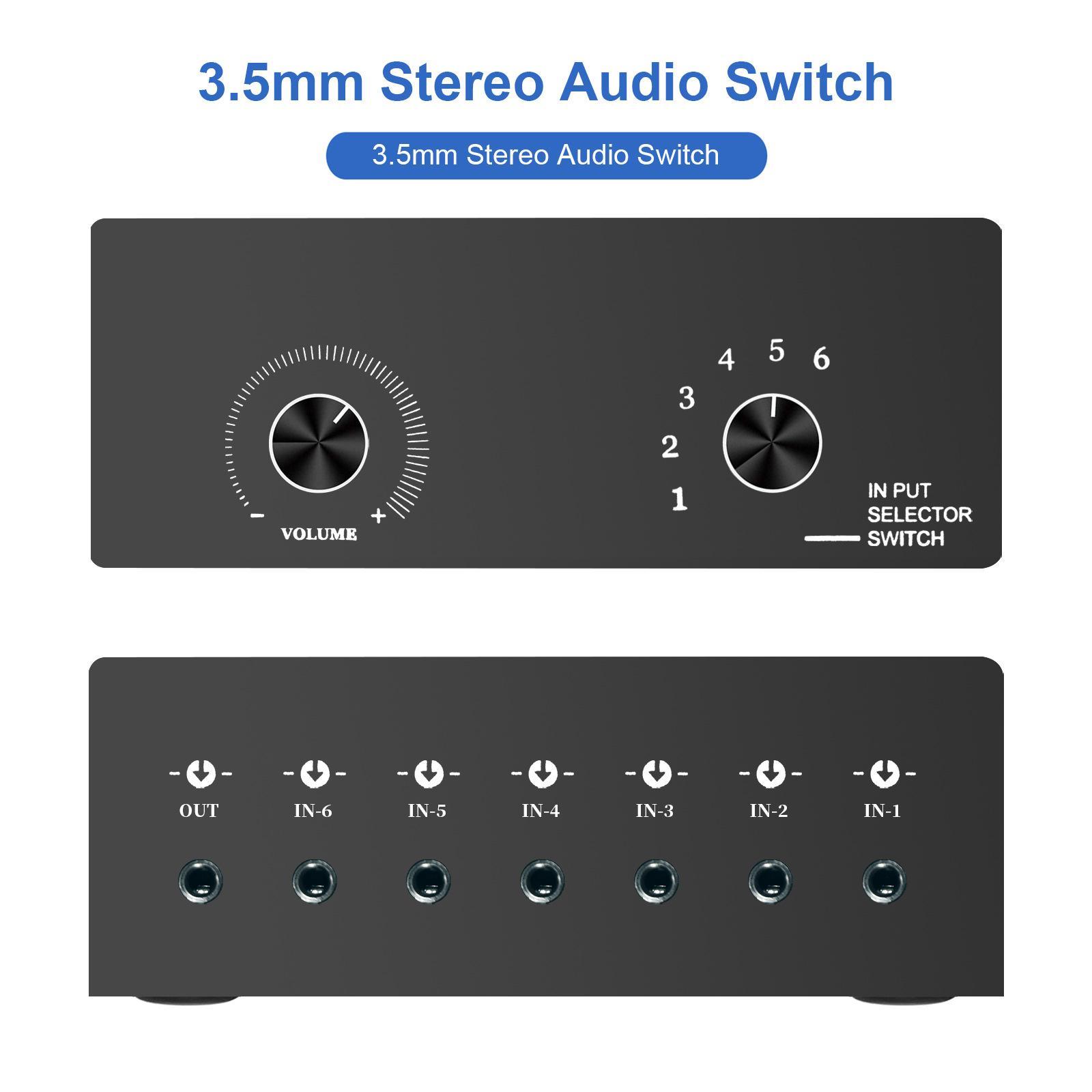 Audio Switch 3.5mm Audio Switcher Lightweight Portable for Headphone PC