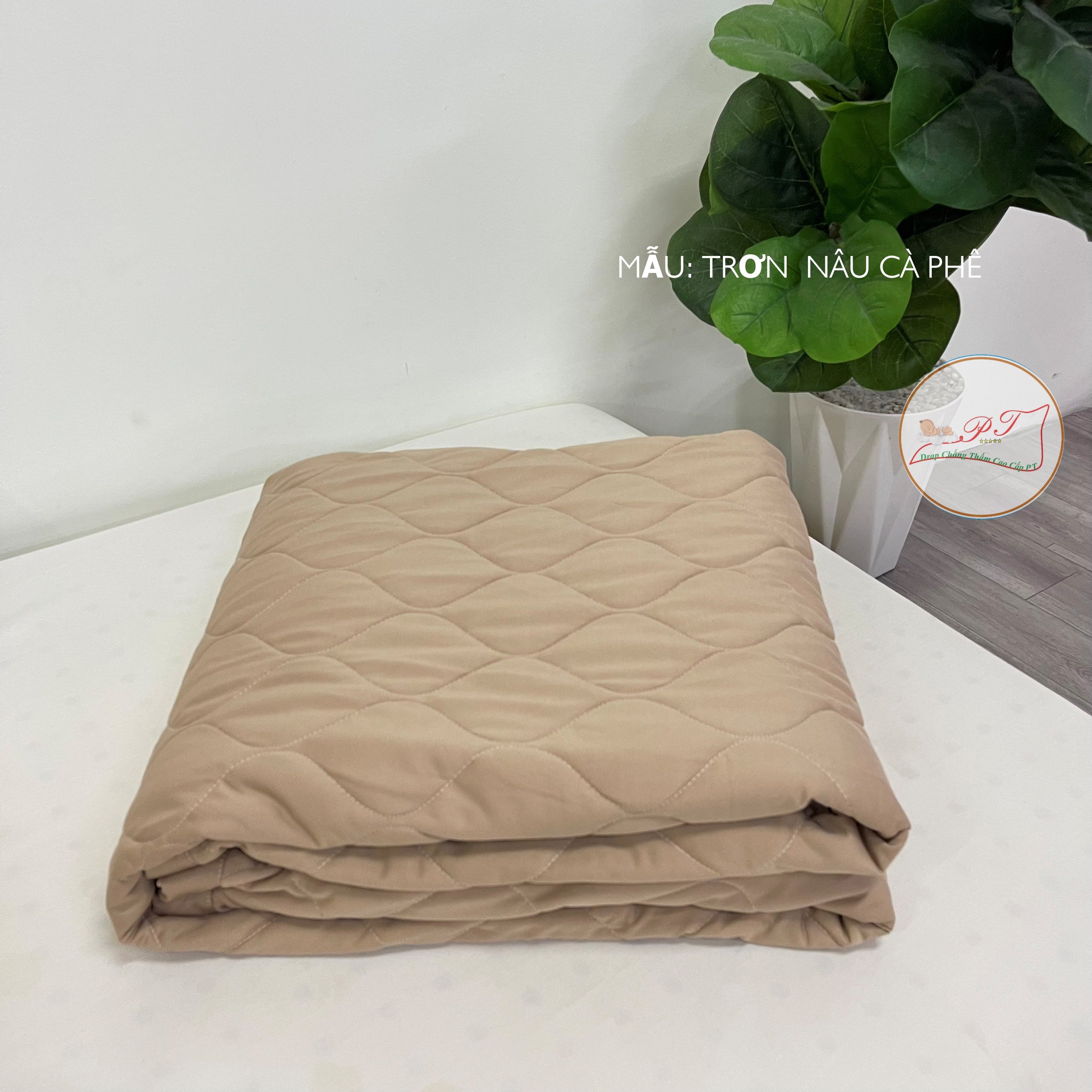 Ga Chống Thấm Cao Cấp PT Mẫu Họa Tiết Trơn Nâu Cà Phê