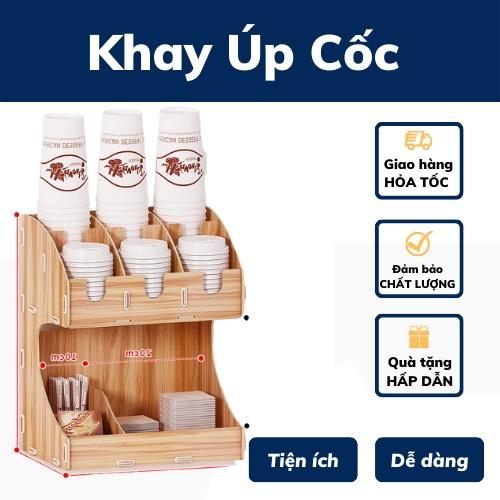Khay kệ đựng cốc 9 lỗ bằng gỗ đa năng tiện lợi kệ đựng úp cốc ly nhựa an toàn thông minh cho quán cafe bảo hành 1 đổi 1
