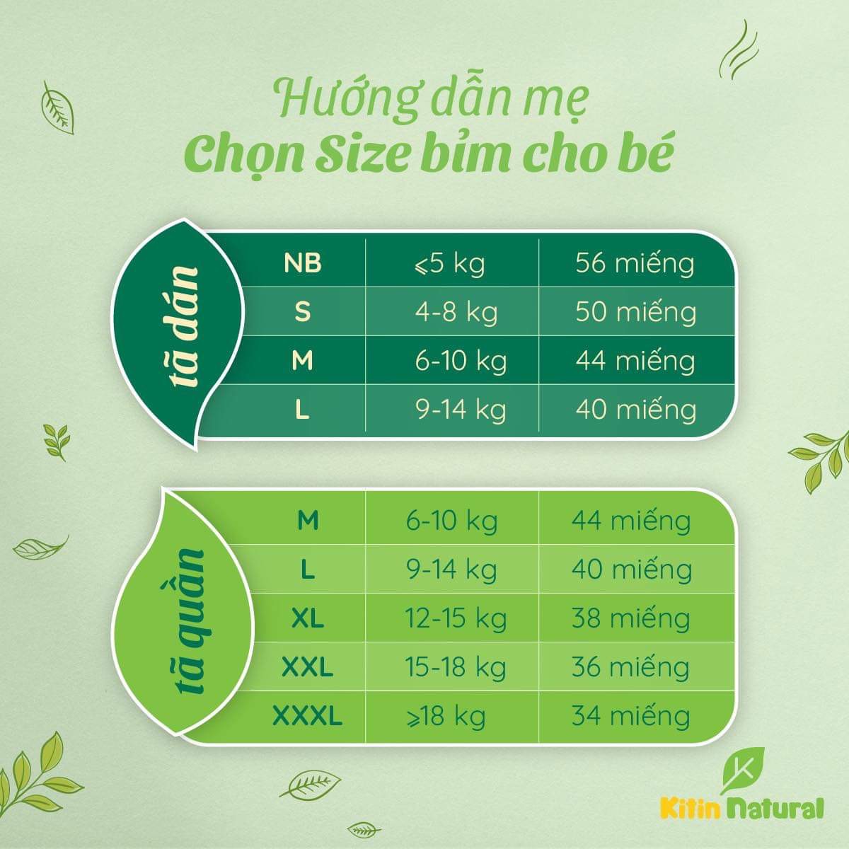 Tả quần Kitin Natural size XXL36 (15-18kg)