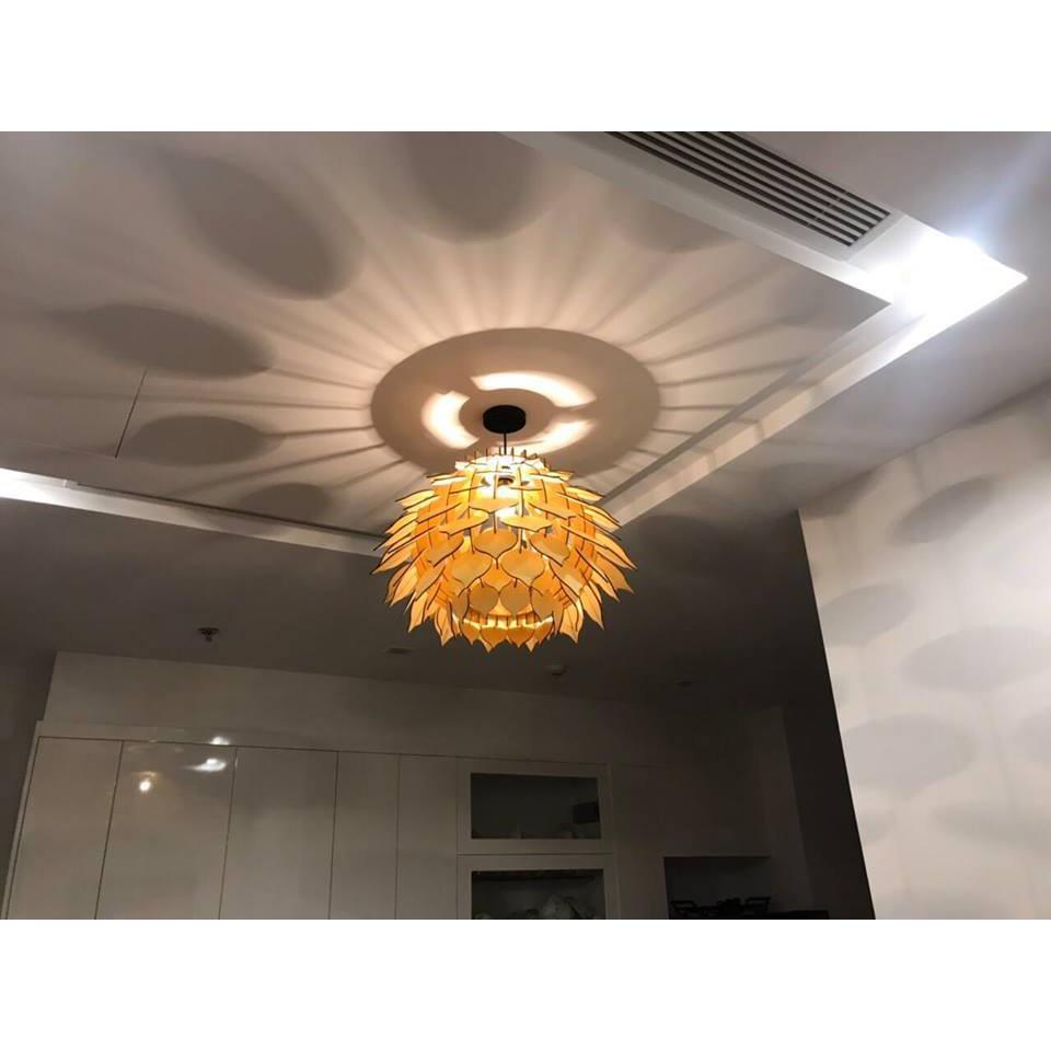 Đèn gỗ hoa sứ