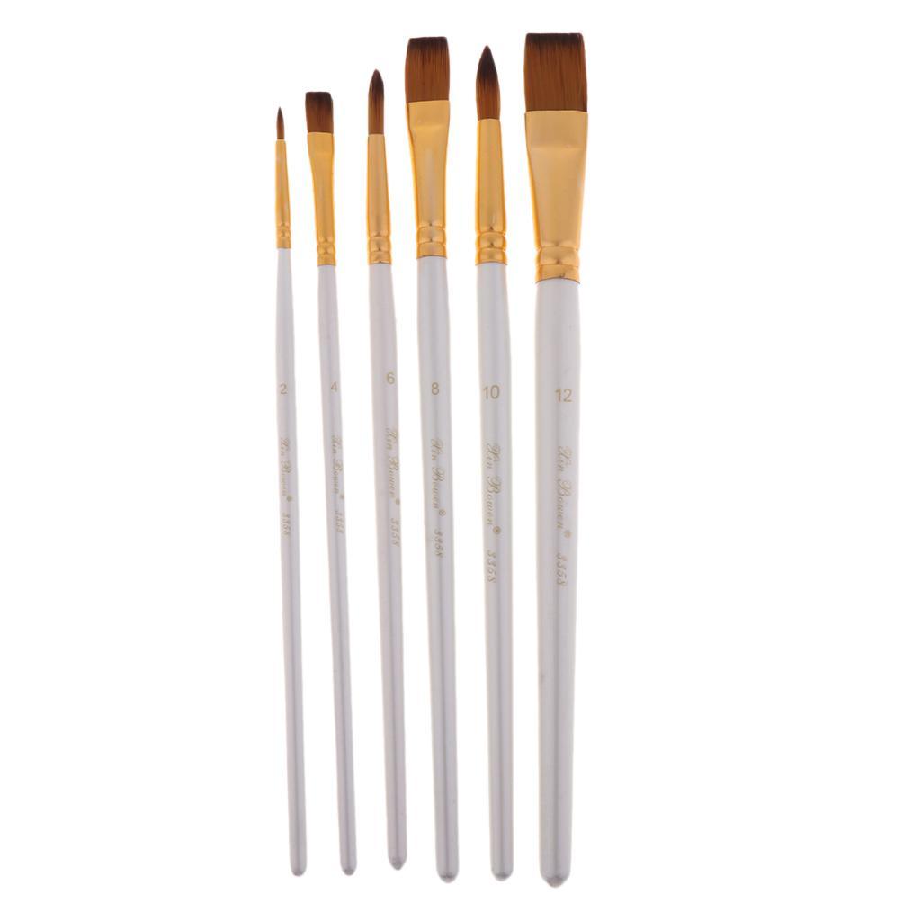 6Set Artist Nylon Paint Brush Set for Watercolor Acrylic