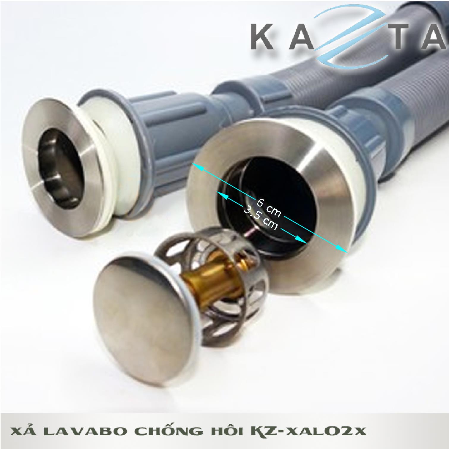 Bộ xả lavabo ruột gà KAZTA KZ-XAL02X nút nhấn dây nhựa cao cấp