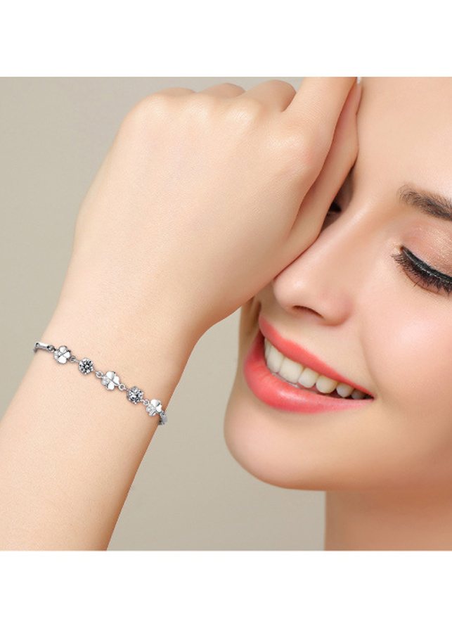 Lắc tay bạc s925 cỏ bốn lá may mắn