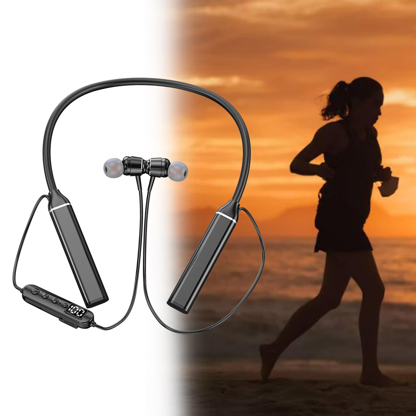 Neckband Headphones V5.3 Stereo Earpieces for Gym Running Working Laptop