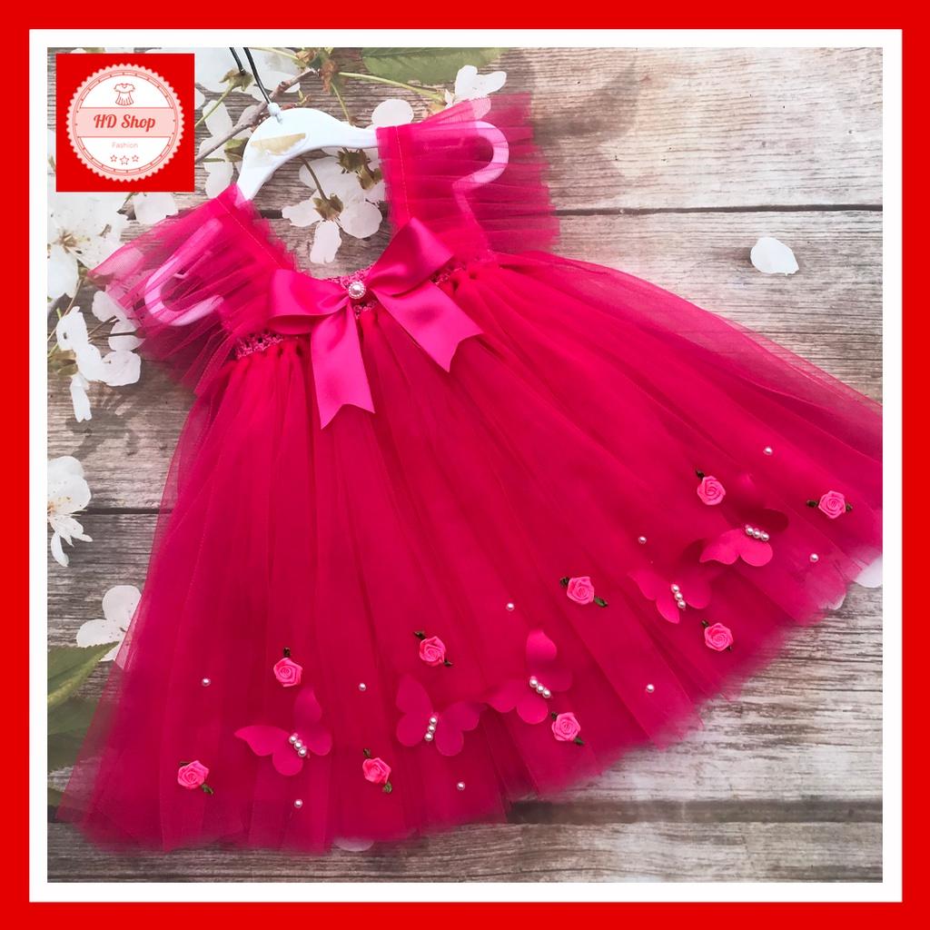 Đầm xòe cho bé gái hàng thiết kế mix nơ cực cute có nhiều mầu sắc lựa chọn