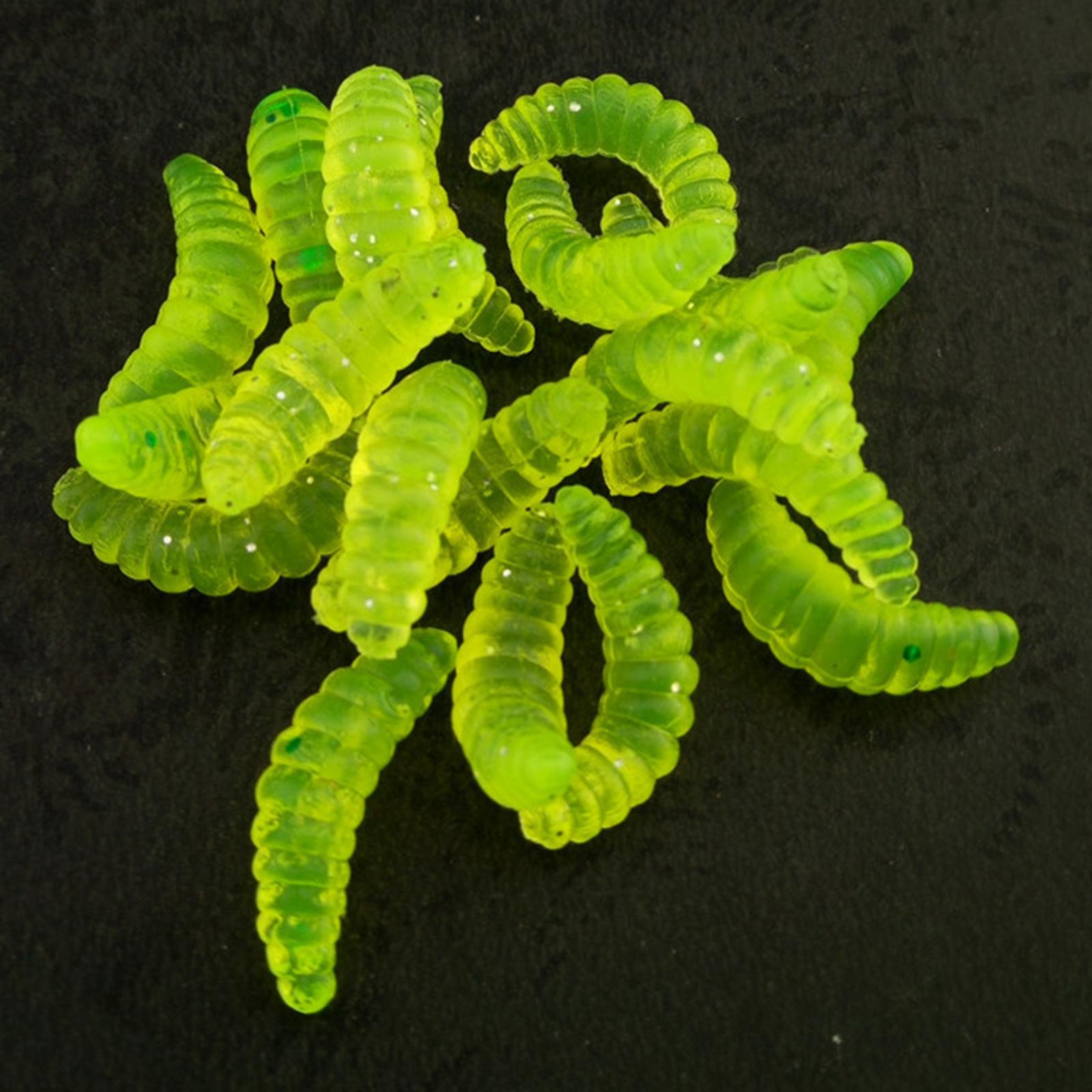 100pcs Worms Bait Soft Fishing Lure Maggots Bass Crankbait Tackle Wobbler