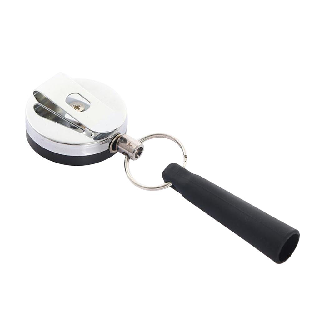 2xRetractable Anti-Theft Wire Rope Pen Holder Key Ring Reel Buckle with Clip