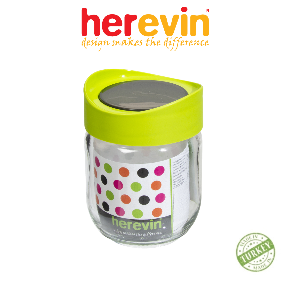 Bộ 3 Hũ Thuỷ Tinh Herevin Tròn Trơn Nắp Transparent 425ml - HEHU149357-560