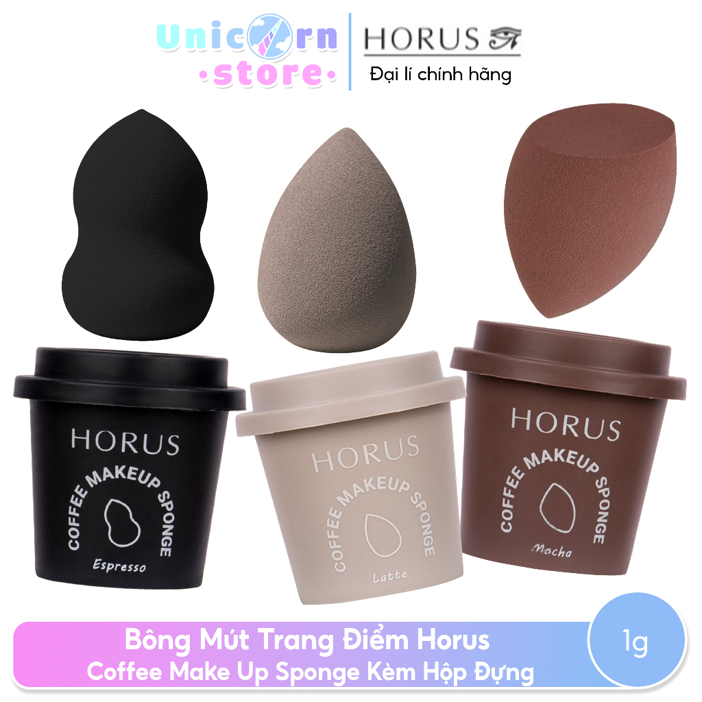 Bông Mút Trang Điểm Horus Coffee Make Up Sponge Kèm Hộp Đựng