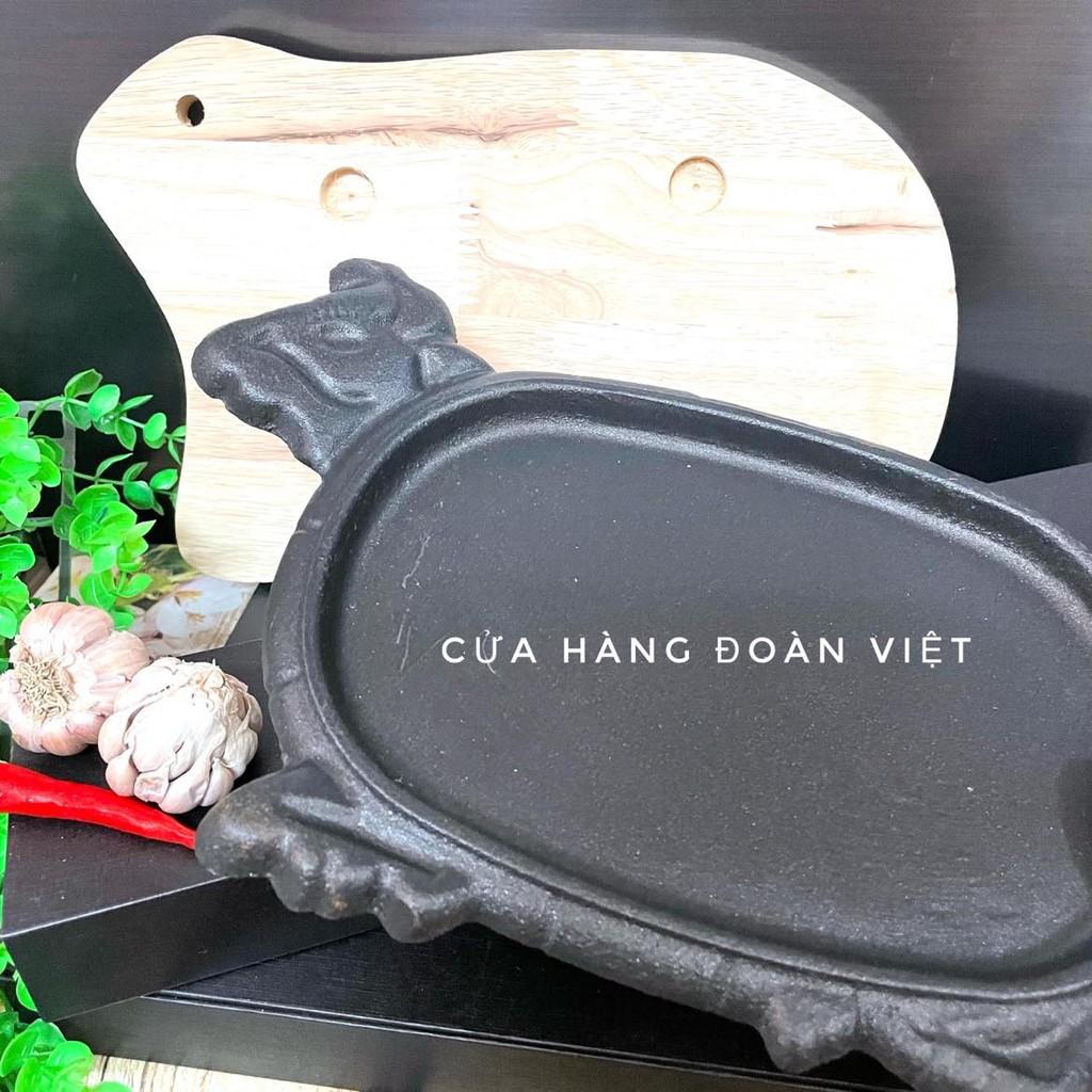 Chảo Gang BÒ NÉ CHỐNG DÍNH, chảo BÒ NÉ , BÒ BÍT TẾT NẶNG 850G - KÈM ĐẾ GỖ nhiều size - HÀNG VIỆT NAM CHẤT LƯỢNG CAO