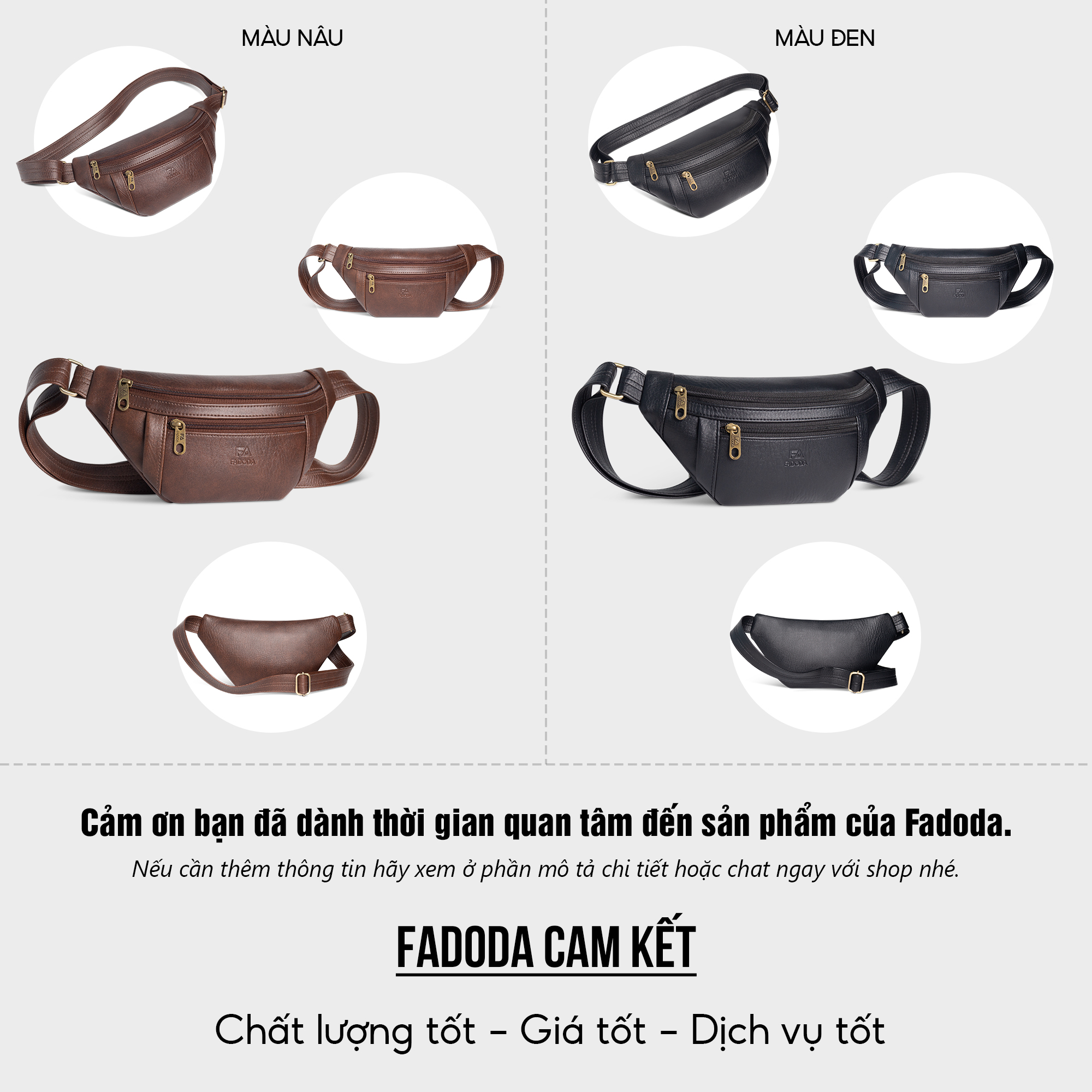 Túi đeo chéo bao tử thời trang unisex FADODA FDC8