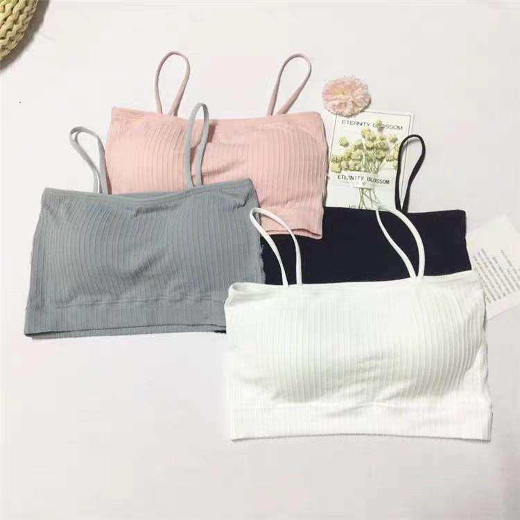 Áo bra 2 dây gân - Áo ngực học sinh dáng croptop