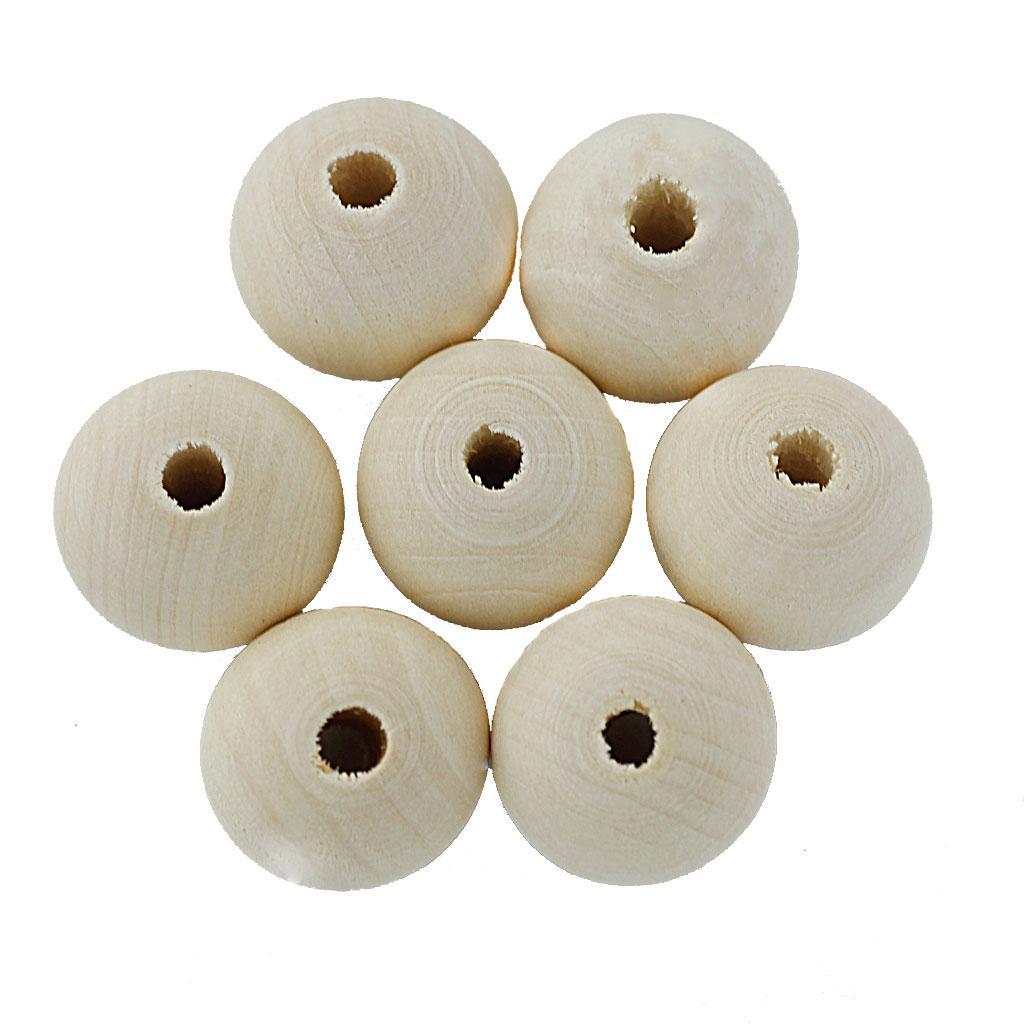 50x 20mm Natural Color Wood Round Wooden Beads Craft Jewelry Making Findings