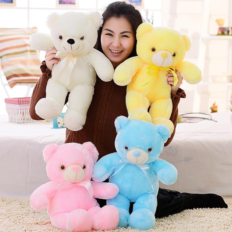 30/50CM Dạ Quang Phát Sáng Đèn LED Sang Trọng Con Thú Nhồi Bông Mềm Gấu Bông Phát Sáng Neon Đồ Chơi Gối Búp Bê Bé Gái trẻ Em Quà Tặng Sinh Nhật Giáng Sinh
