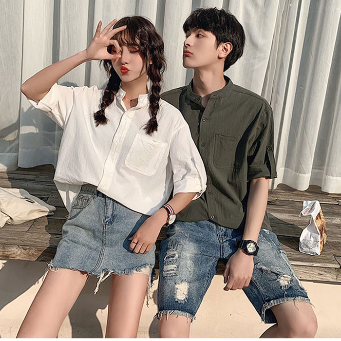 Áo sơ mi cổ tầu tay lỡ chất đũi unisex trẻ trung ArcticHunter, thời trang thương hiệu chính hãng