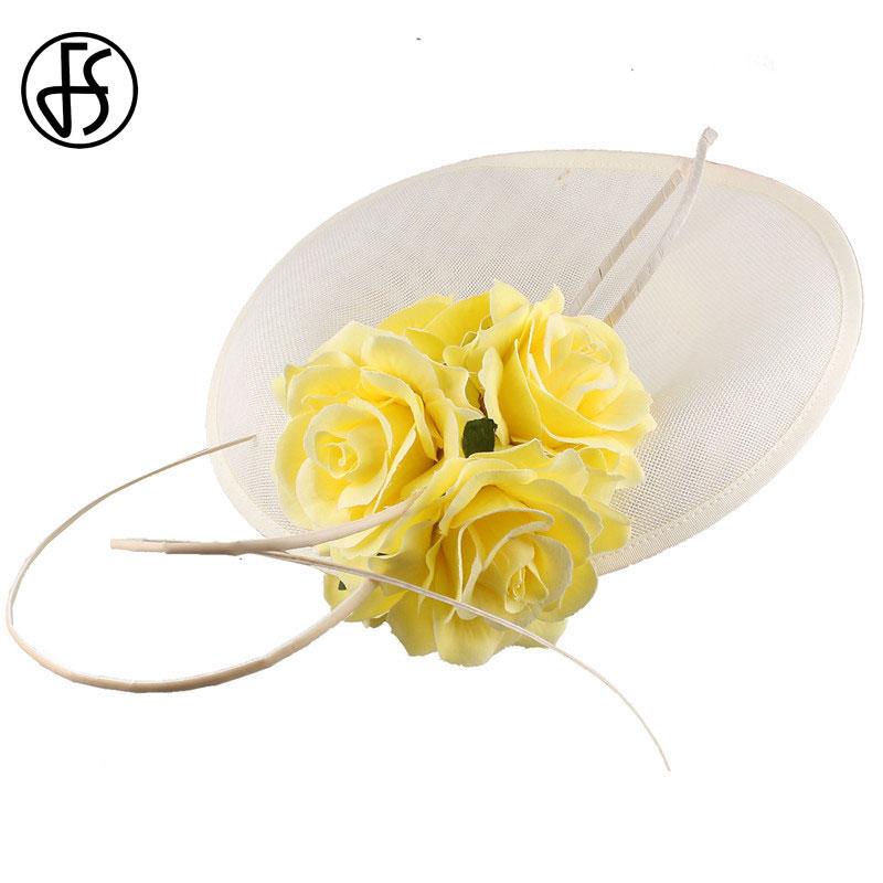 Màu Be Trắng Kentucky Lớn Fascinators Cho Đám Cưới Tóc Cocktail Giáo Hội Nón Nữ Fedora Nữ Lạ Mắt Hoa Mũ Đợi Đầu Đa Năng
