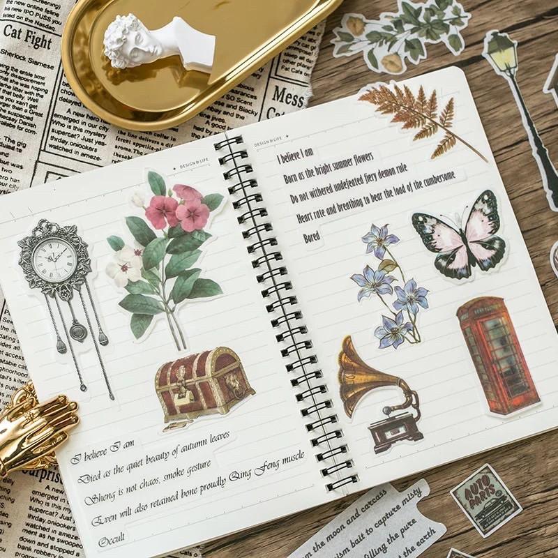 Hình ảnh Set 60pcs washi stickers lớn kiểu cổ điển / vintage