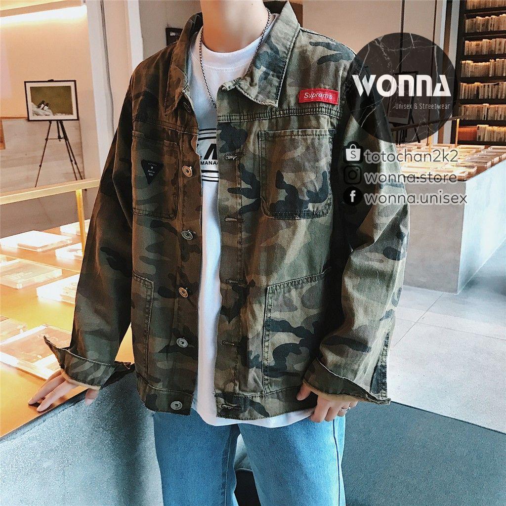 Denim jacket - Áo khoác jeans camo rằn ri unisex Cao Cấp Form Vừa Vặn Cho Nam Nữ Unisex Camo Đen Có Thể Mặc Làm Áo Sơ Mi Jean