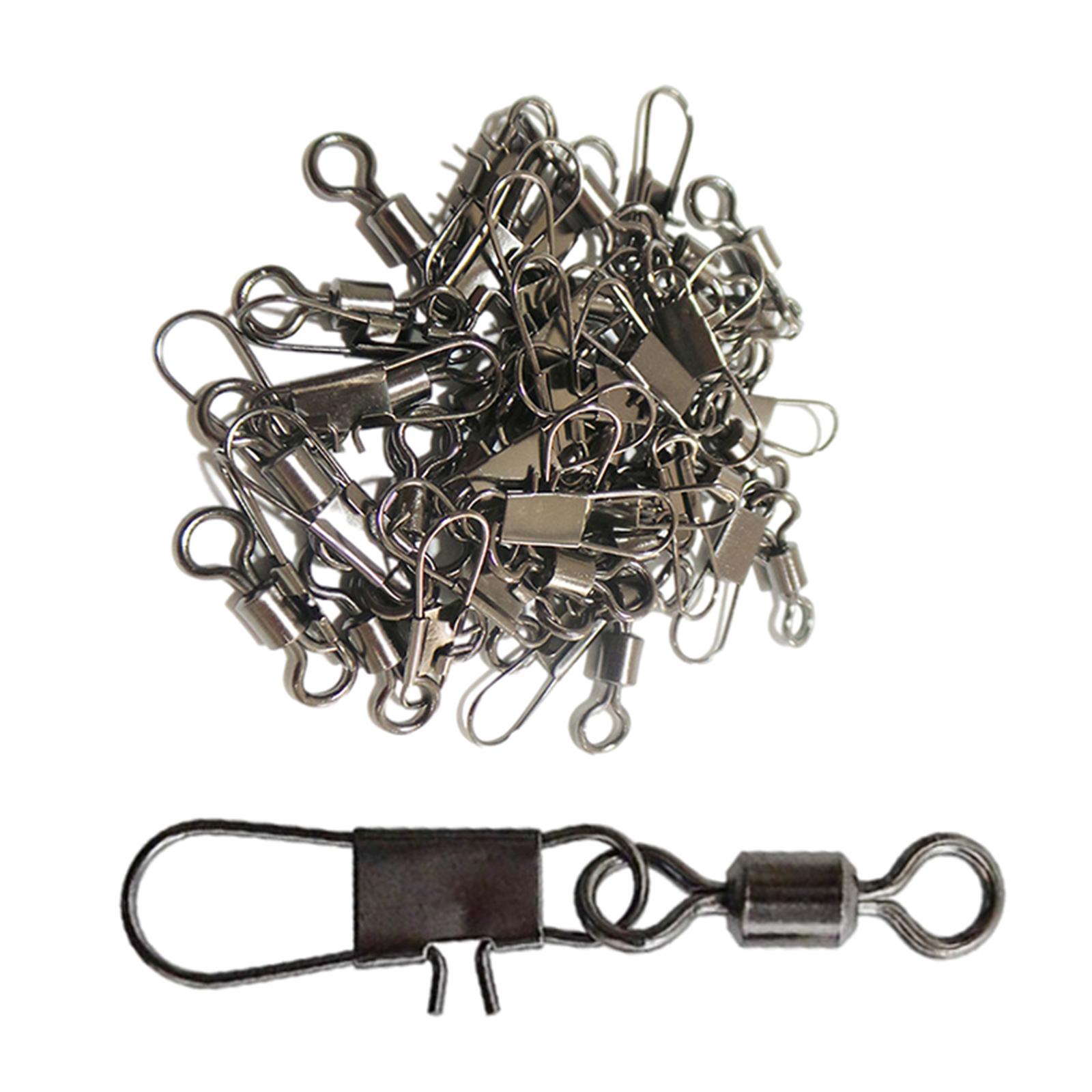 100pcs Fishing Ball Bearing Swivels with Safety Snaps Clip Brass Fishing Swivel for Quick Connect Fishing Lures Line Connector