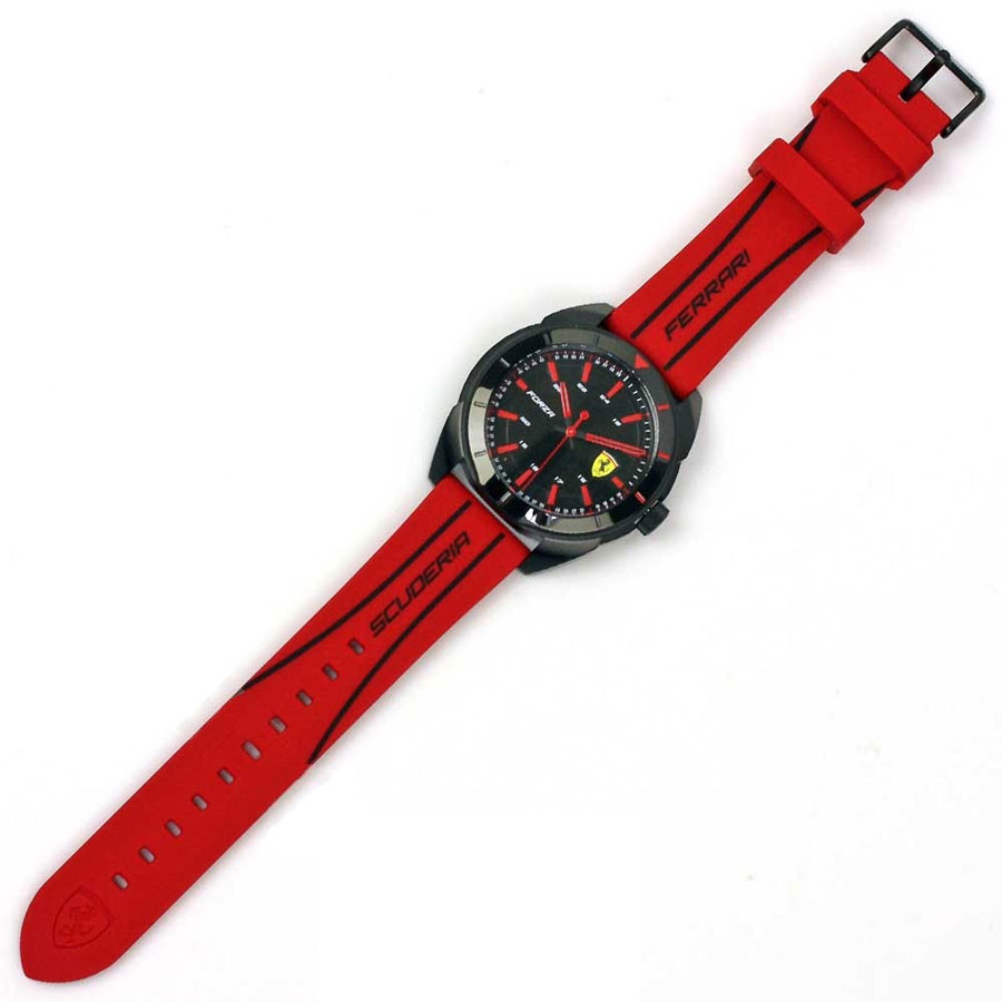 Đồng Hồ Ferrari Nam Dây Cao Su Pin-Quartz 0830544 - Mặt Đen (45mm)