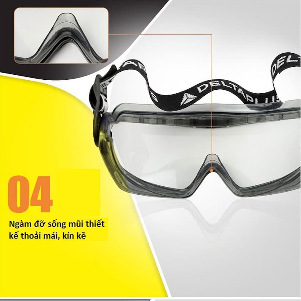 Kính chống hóa chất Delta plus Galeras ôm kín khuôn mặt, chống trầy, bảo vệ kính cận - Safety Glasses Galeras