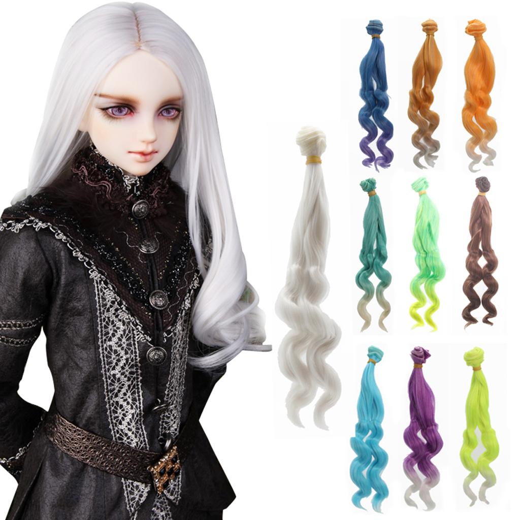 25*100cm BJD Dolls Wig Hairpiece Blue Hair for MSD DOD LUTS Dollfie Making Accessory