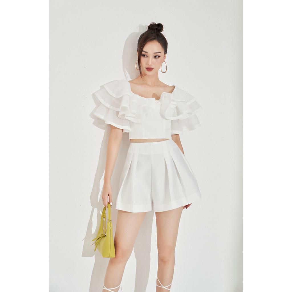 MOLLYNISTA - Áo Oria organza 2 tầng bèo quyến rũ nữ tính thiết kế cao cấp đi chơi đi tiệc gợi cảm