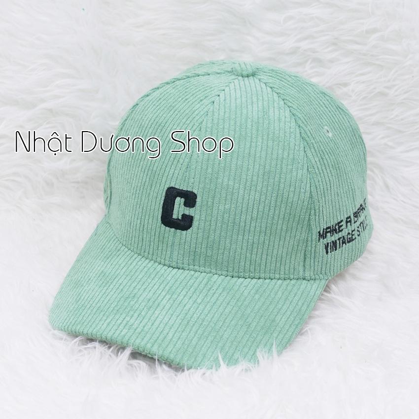 Mũ lưỡi trai ️ Nón kết thêu chữ C - Chất liệu nhung đũa cao cấp form unisex nam nữ.