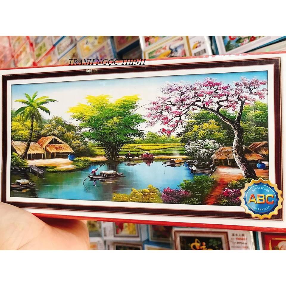 Tranh đính đá cao cấp làng quê việt nam Y8133 Kích thước: 120x65cm--Kho Tranh Đồng Nai