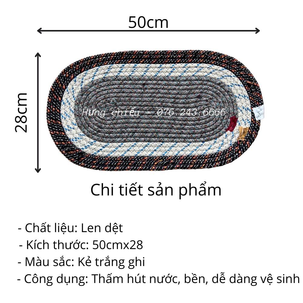 Thảm lau chân thấm nước nhà bếp, thảm chùi chân chống trượt nhà tắm hình ovan ( Size 28*50cm )