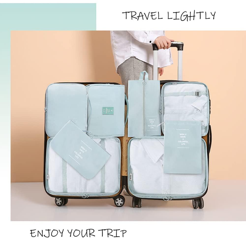 Bộ khối 7 phần, bộ tổ chức hành lý hành lý, túi lưu trữ, vỏ đóng gói vỏ, bao gồm quần áo, túi giày và túi văn hóa s