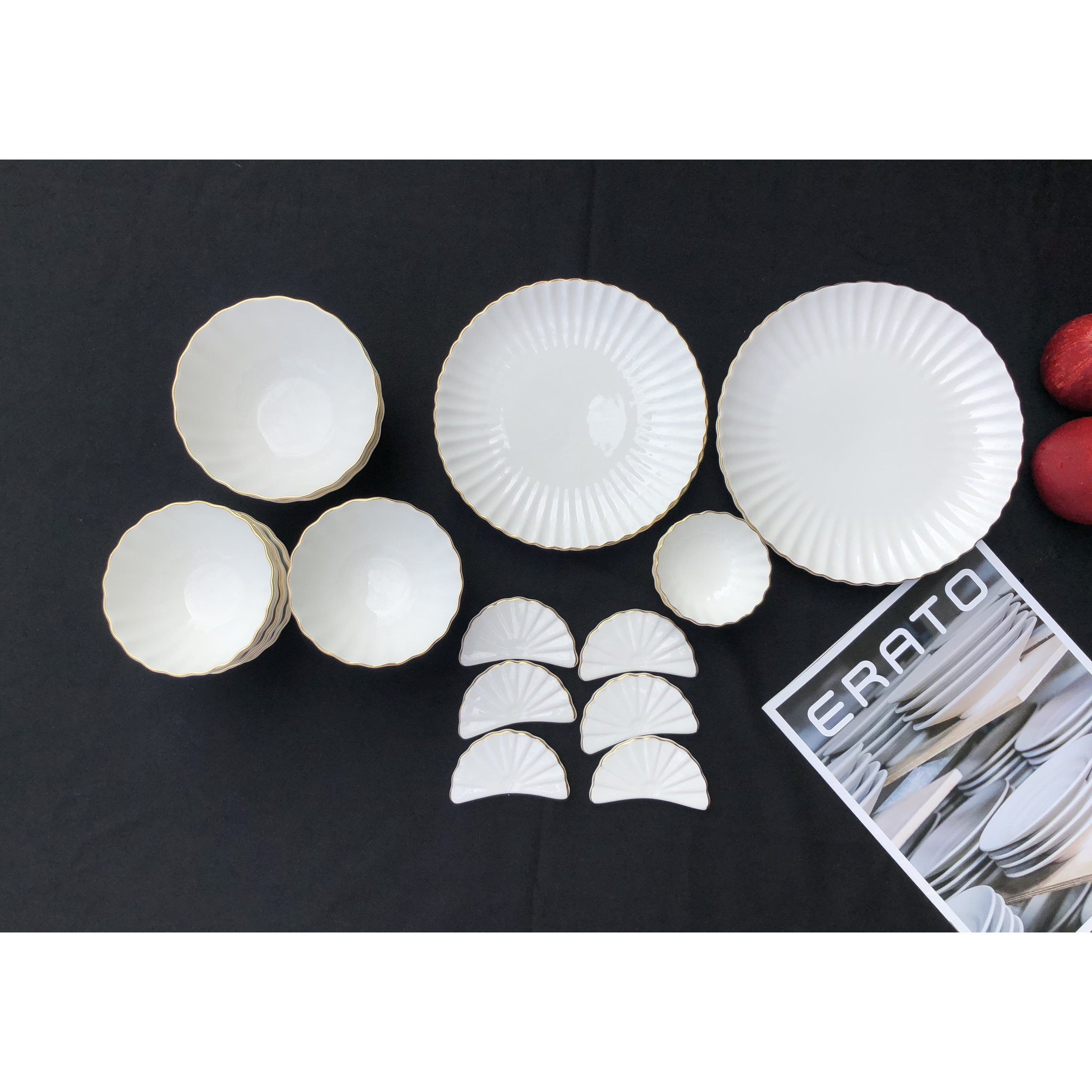 Bộ bát đĩa gốm sứ cao cấp 6 người Cotton - Erato - Hàng nhập khẩu Hàn Quốc