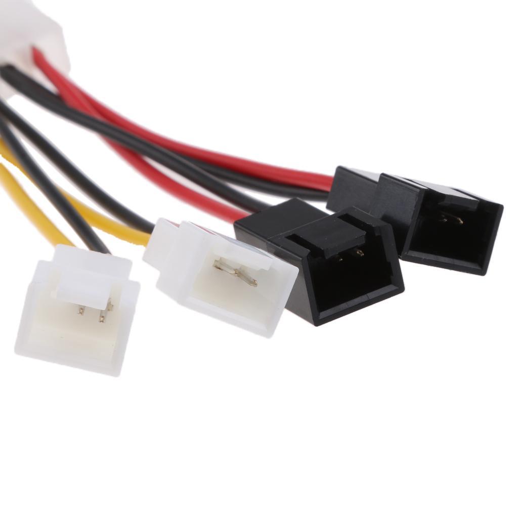 4pieces 4 Pin To Case Cooling Fan 4x 3-pin Power Speed Reduction 2x5V 2x12V