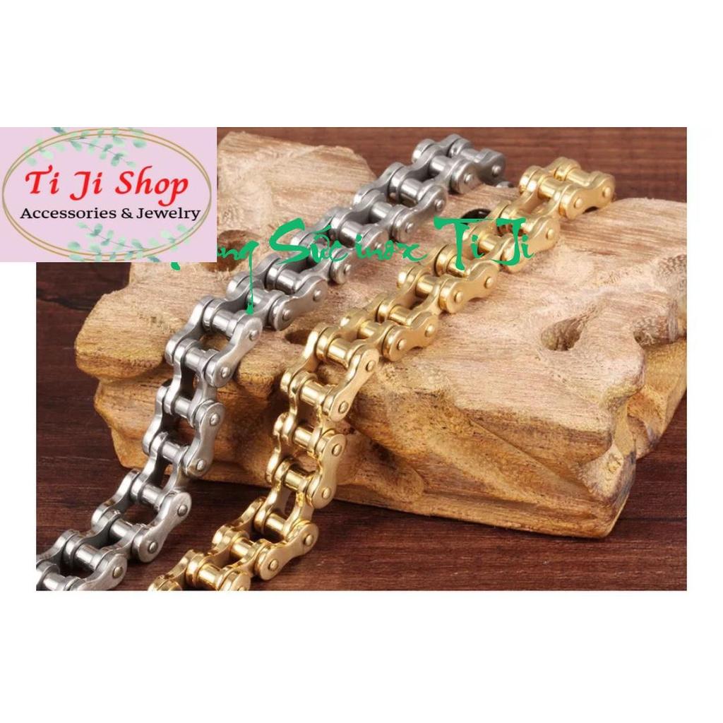 LẮC TAY NAM XÍCH SÊN XE INOX ĐẸP ĐỘC CÁ TÍNH MÀU VÀNG  đẳng cấp sang trọng