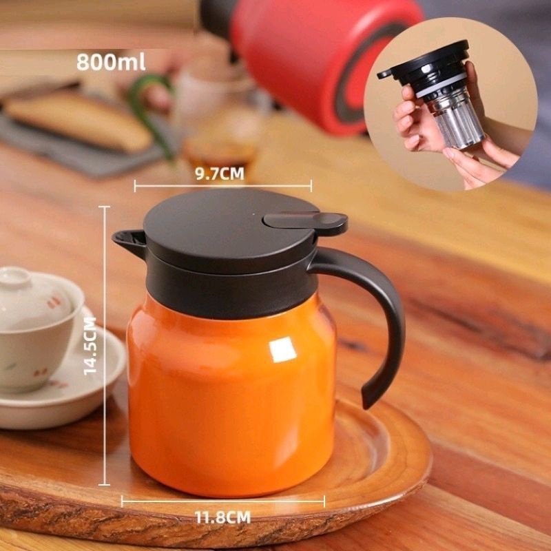 Ấm pha trà, cafe để bàn 1000ml có lưới lọc inox - Bình nước giữ nhiệt liên tục đến 12 giờ thiết kế sang trọng hiện đại đặt bàn tiếp khách, dễ dàng mở rót nước